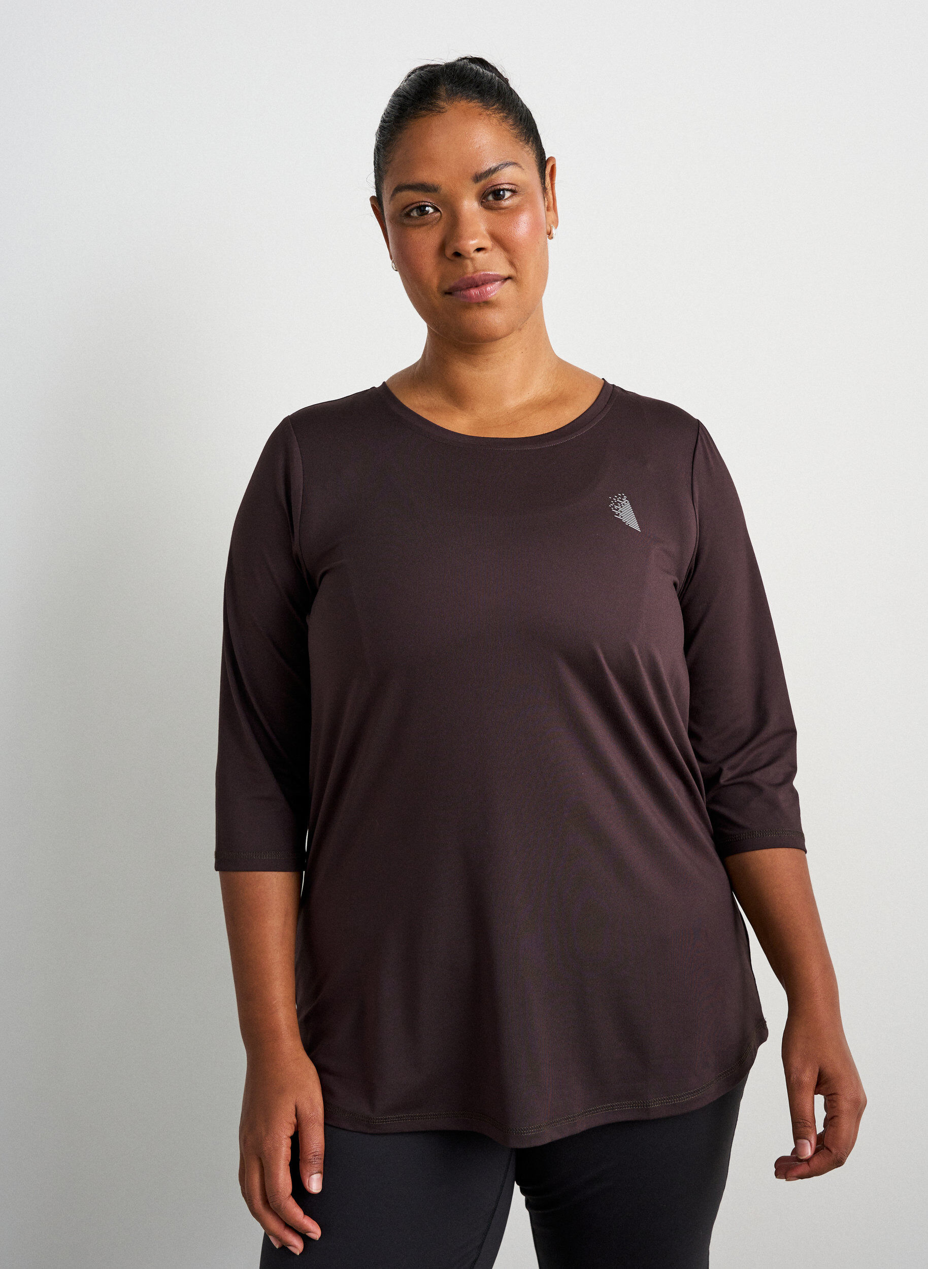 ZizziTrainingsshirt mit 3/4-&Auml;rmeln, Brown, Model image number 0
