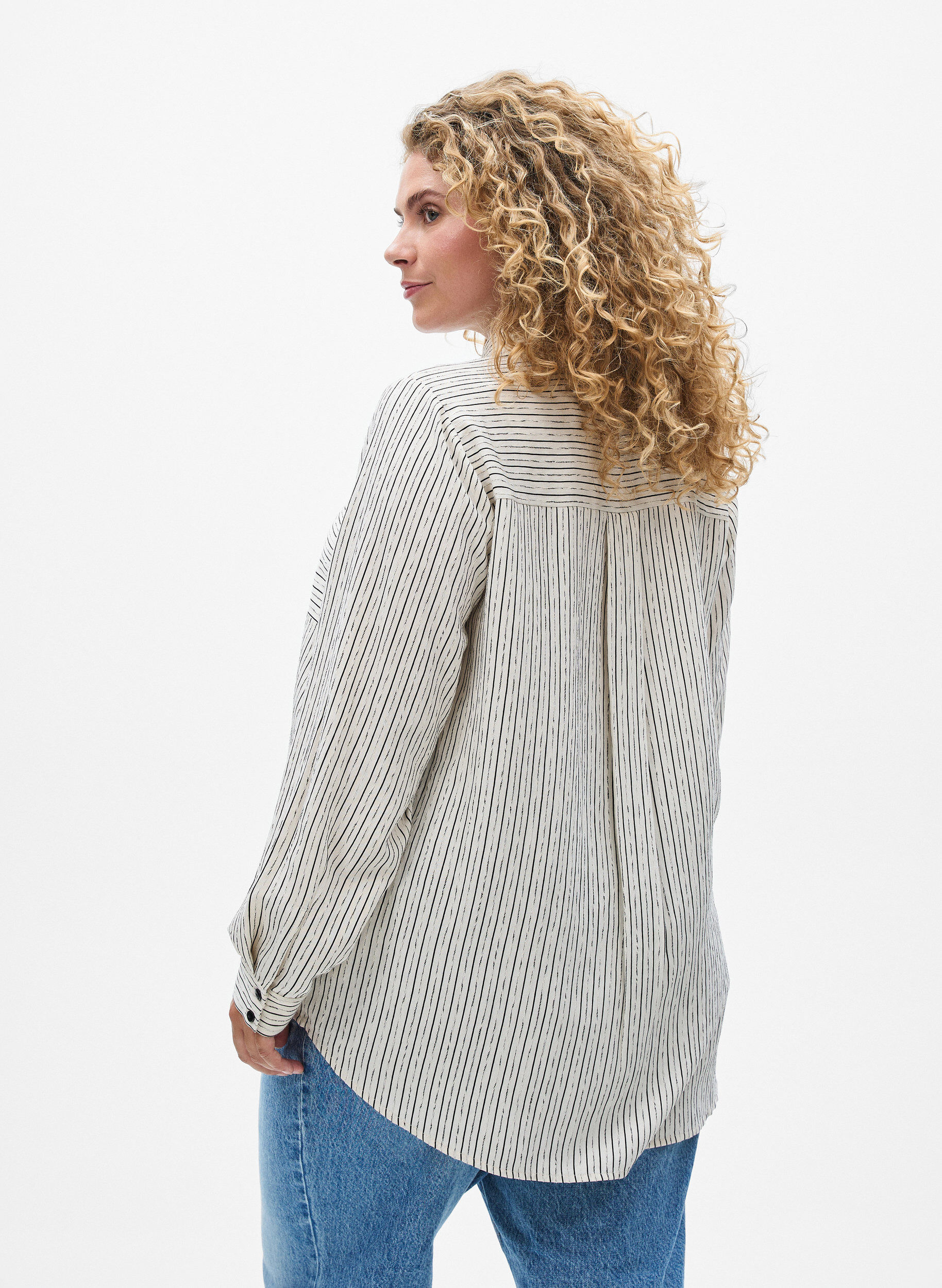 ZizziBluse mit Streifenmuster, Wei&szlig;, Model image number 2