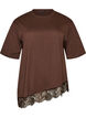T-Shirt mit asymmetrischem Spitzensaum, Braun, Packshot image number 0