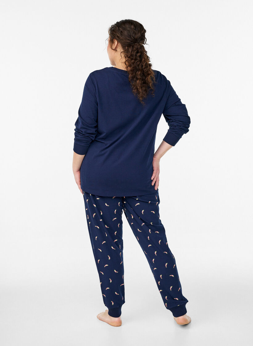 Bedruckte Pyjamahose, Blau, Model image number 1