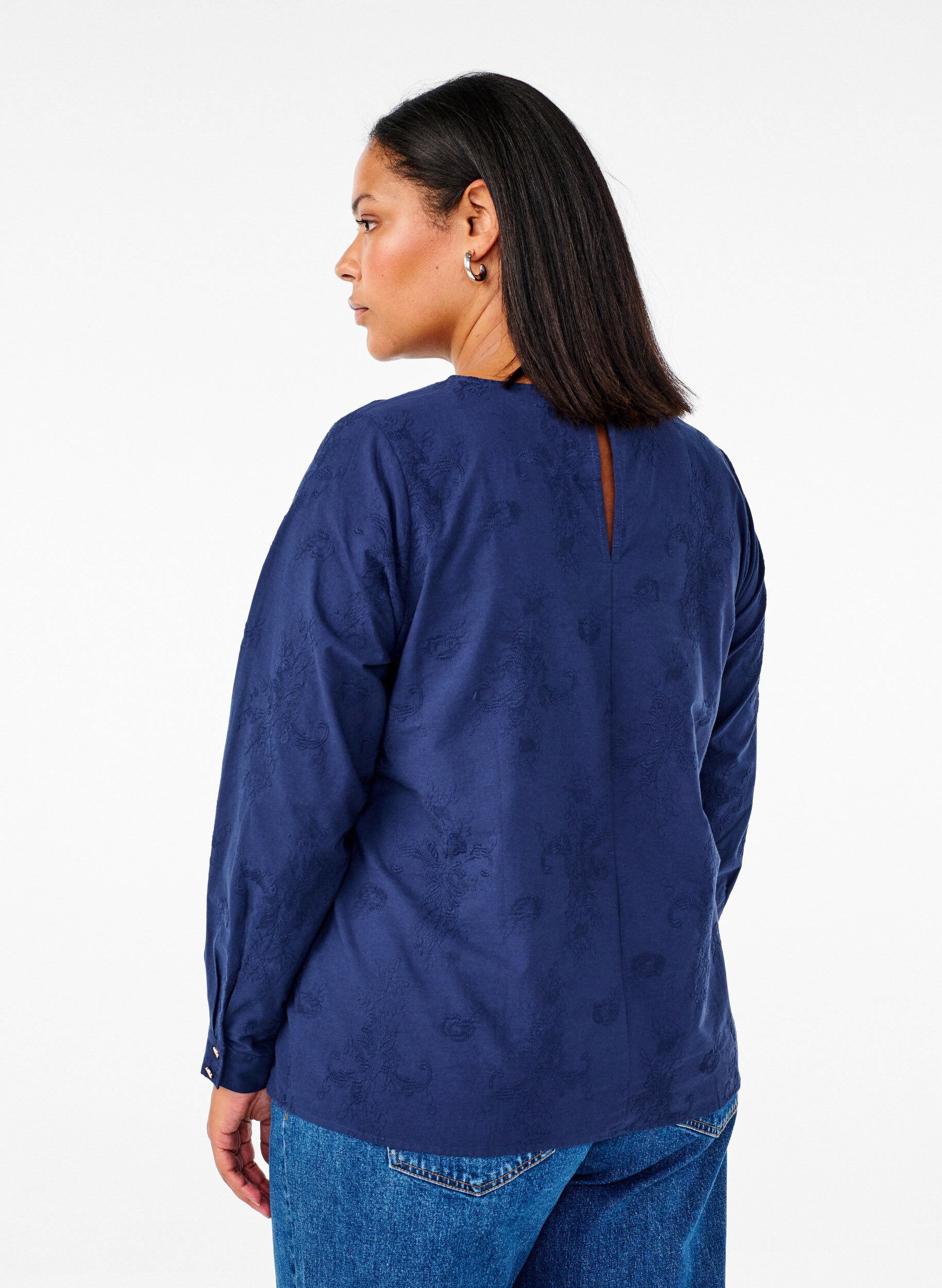 ZizziLang&auml;rmlige Bluse mit Stickereien, Blau, Model image number 2