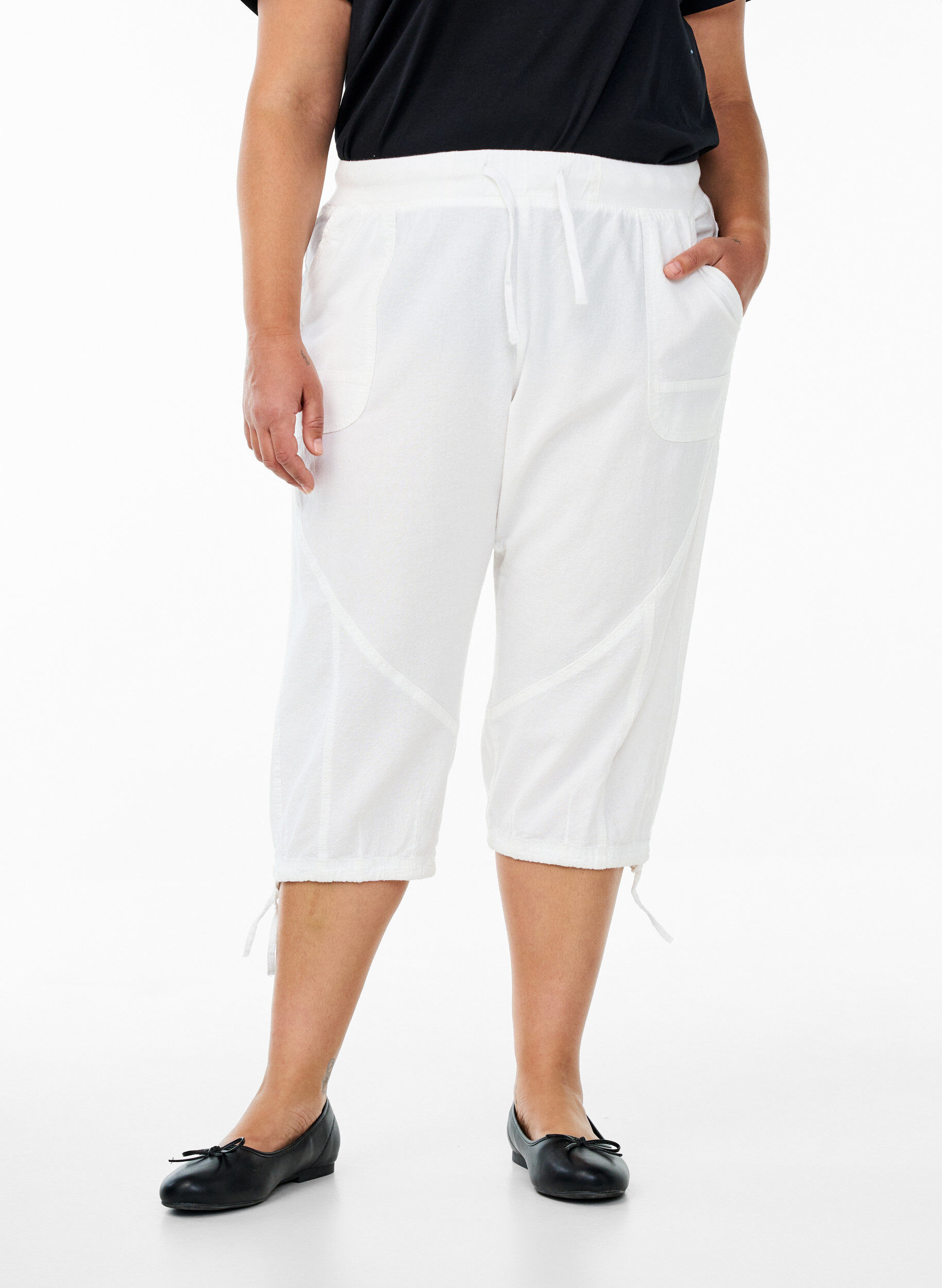 ZizziCapri-Hose aus Baumwolle, Wei&szlig;, Model image number 2