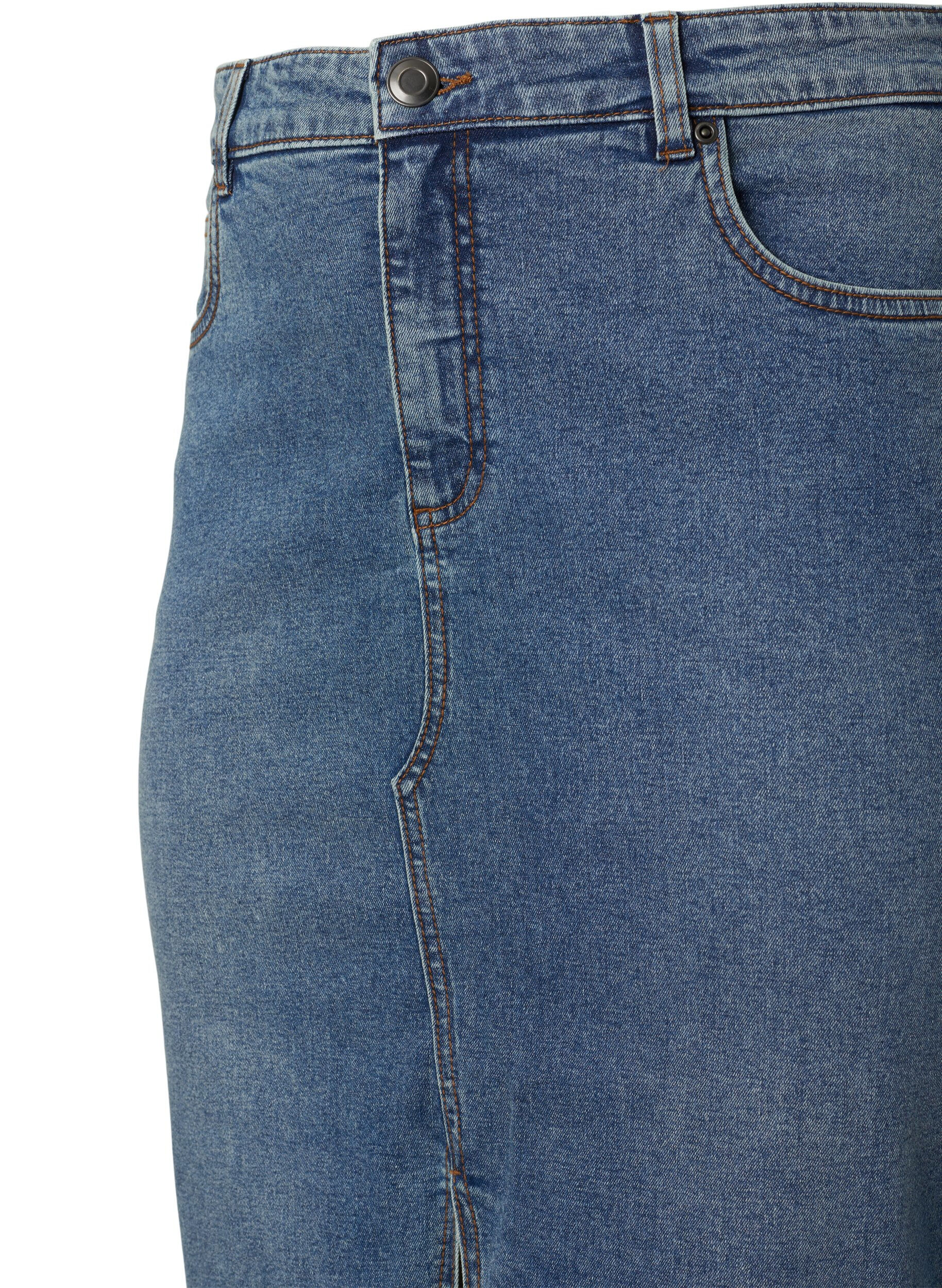 ZizziJeansrock mit Schlitz vorne, Blue denim, Packshot image number 2