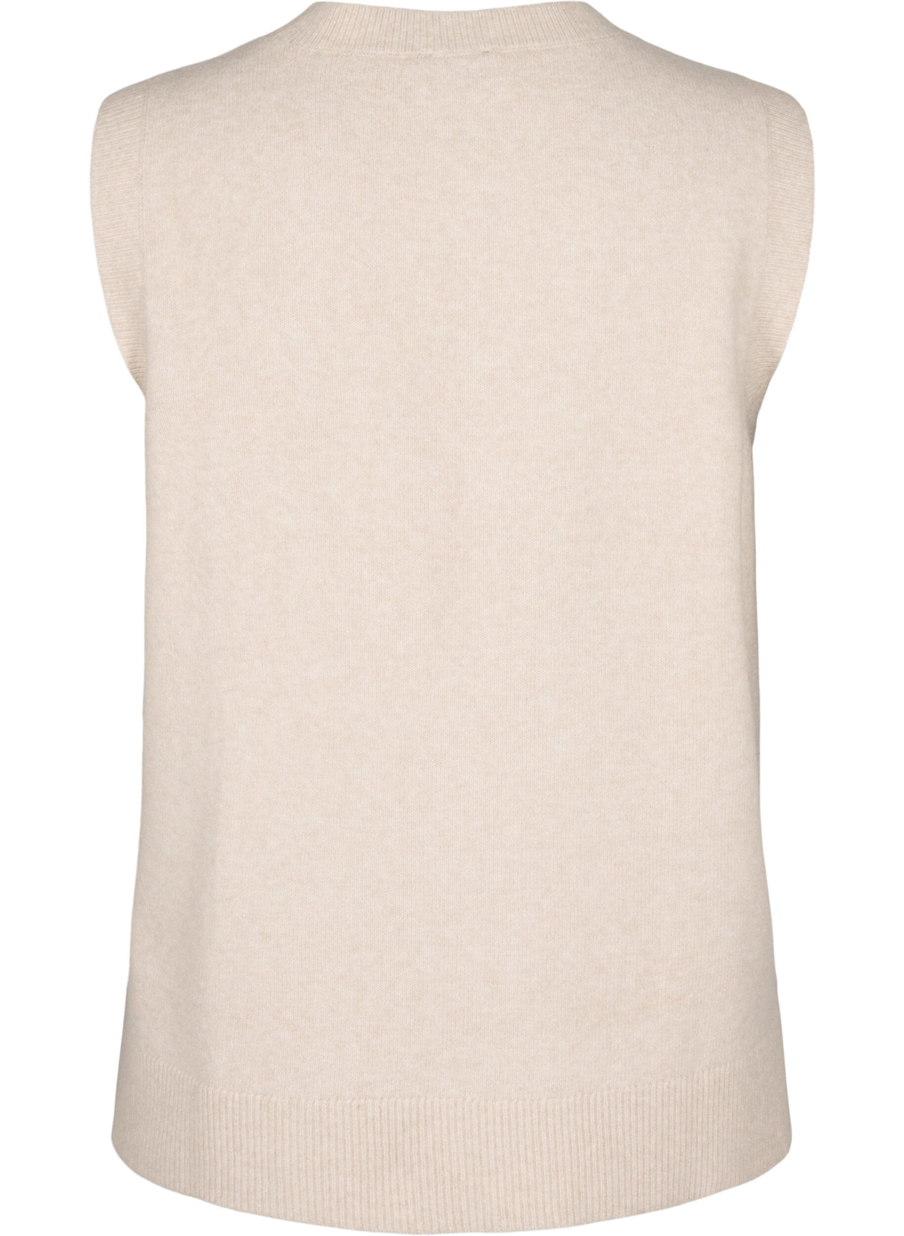 Zizzi Strickweste mit Rippb&uuml;ndchen, Pumice Stone Mel., Packshot image number 1