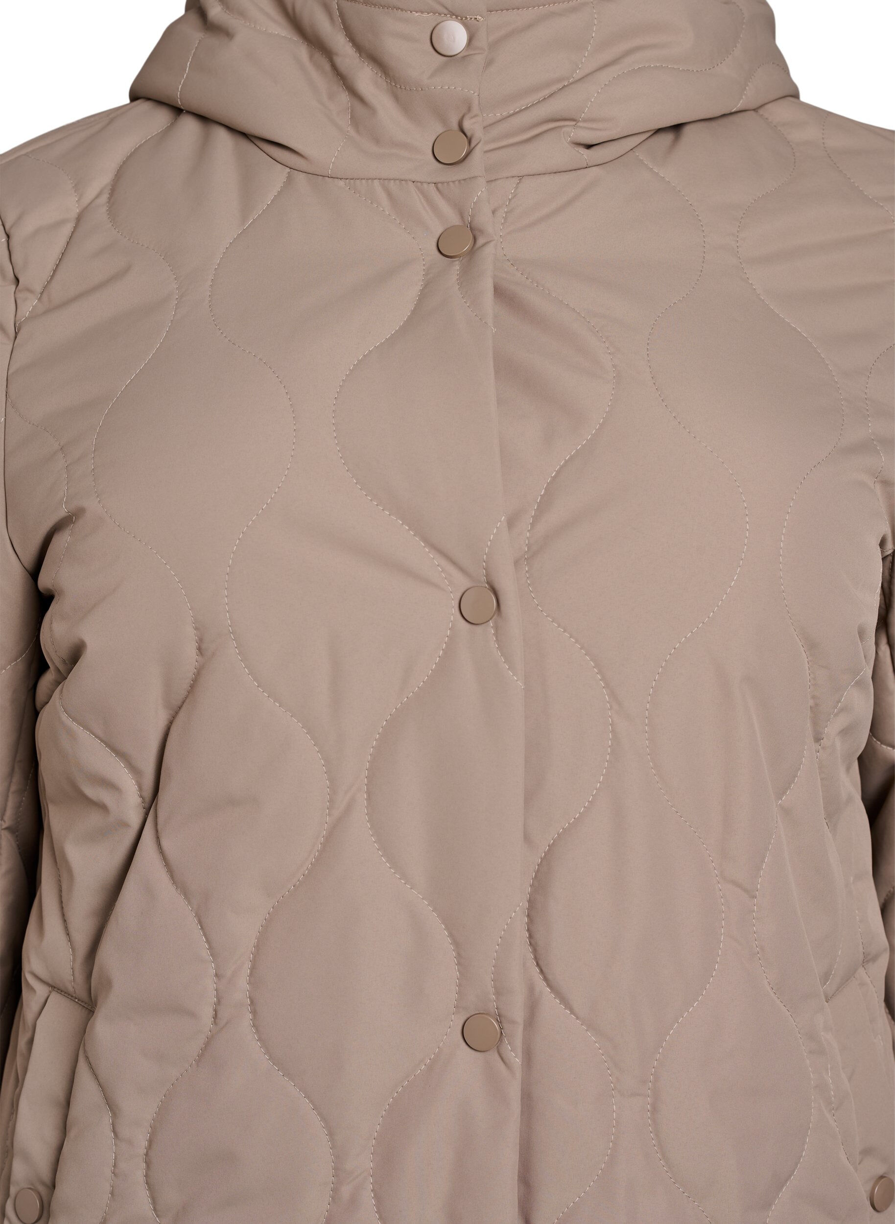 ZizziMittellange Steppjacke mit Kapuze, Braun, Packshot image number 2