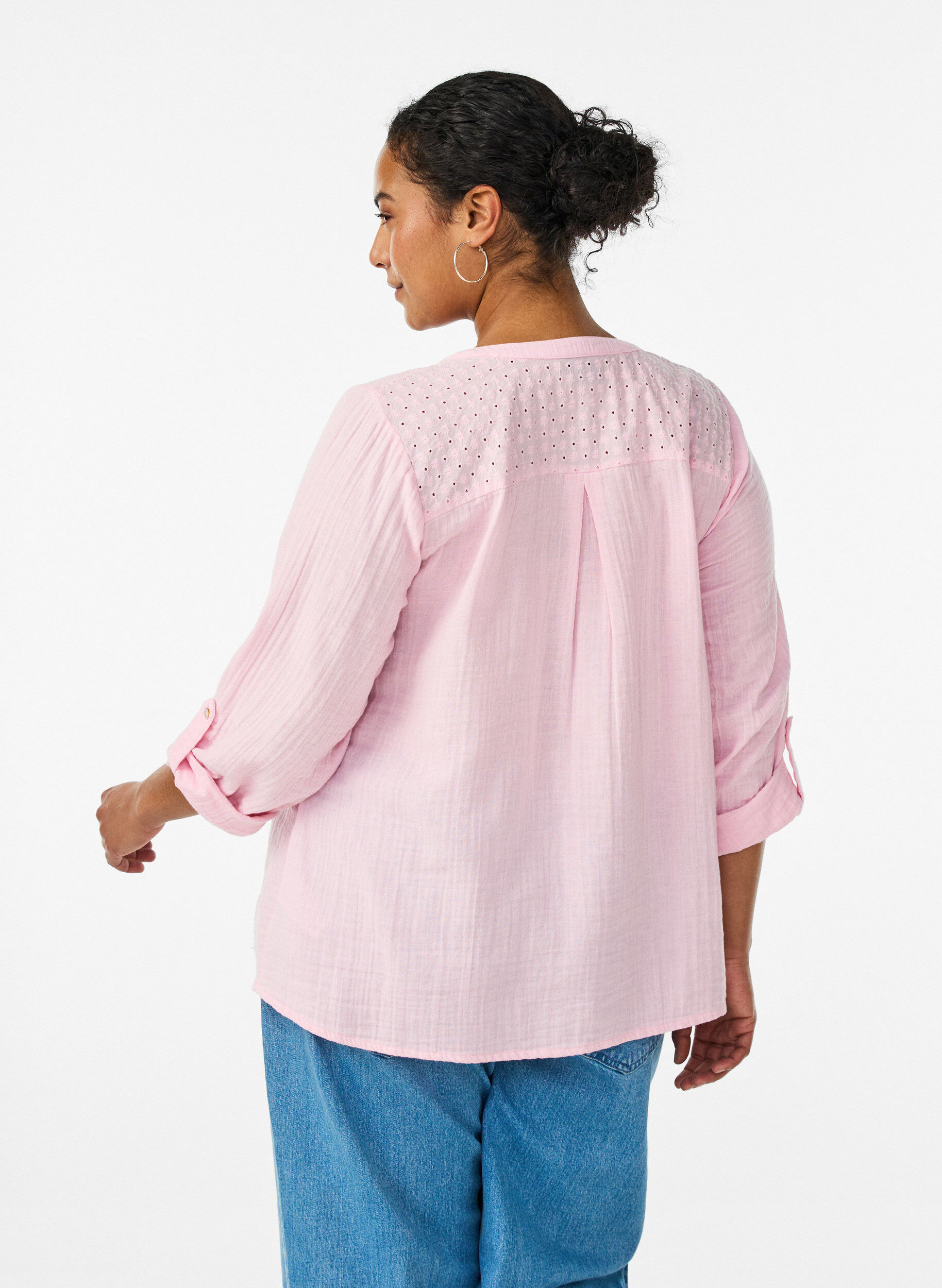 ZizziBluse aus Baumwollmusselin mit Lochstickerei, Rot, Model image number 2