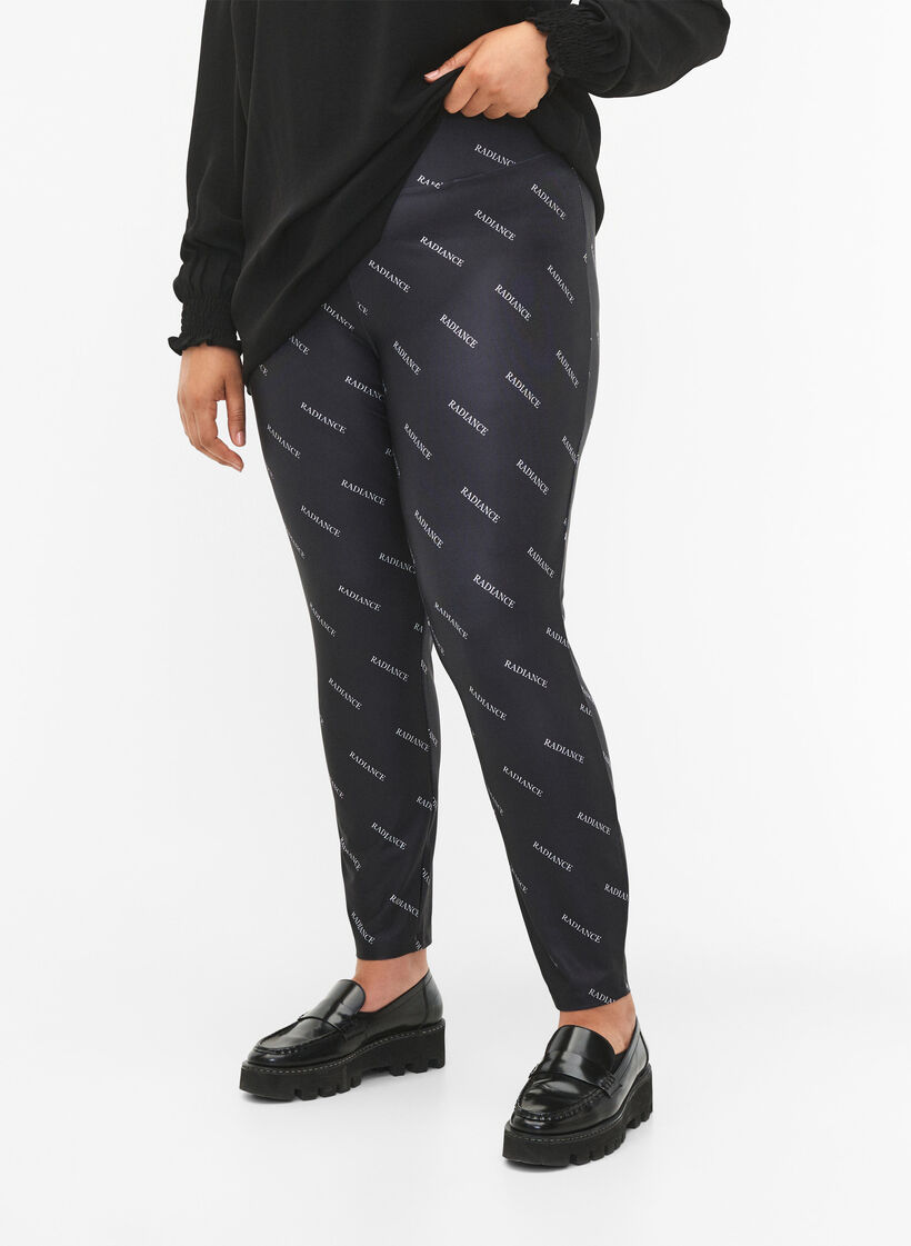 Textdruck Leggings, Black Radiance, Model image number 2