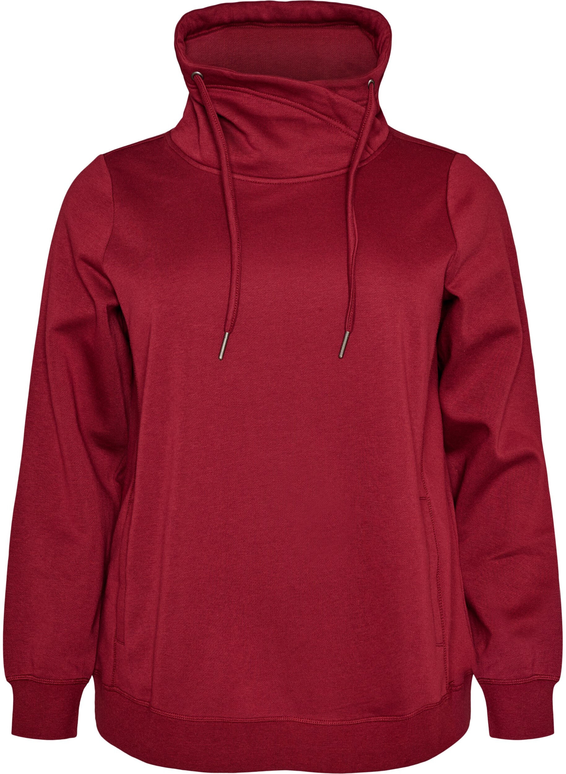 ZizziSweatshirt mit Stehkragen und Taschen, Rot, Packshot image number 0