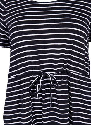 Gestreifte Tunika aus Baumwolle mit kurzen Ärmeln, Black Stripe, Packshot image number 2