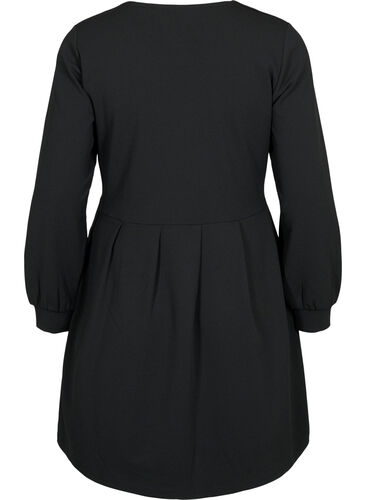 A-Linien Kleid mit V-Ausschnitt, Black, Packshot image number 1