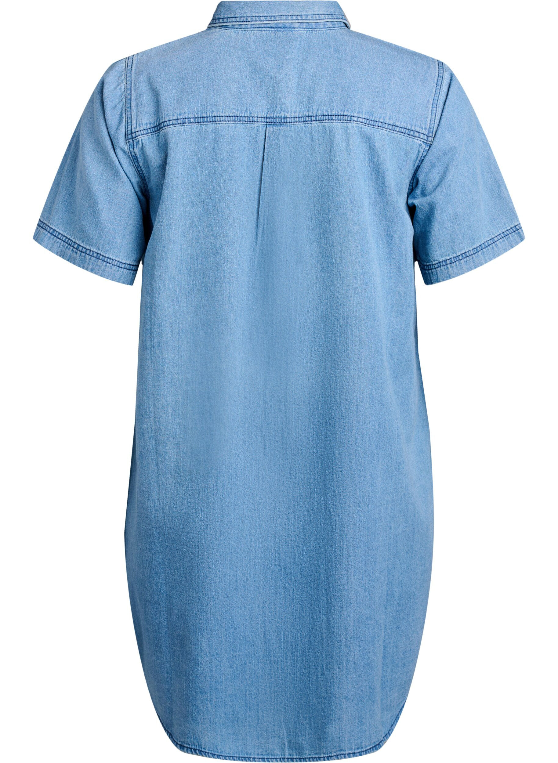 ZizziJeanskleid aus Denim mit kurzen &Auml;rmeln, Blau, Packshot image number 1