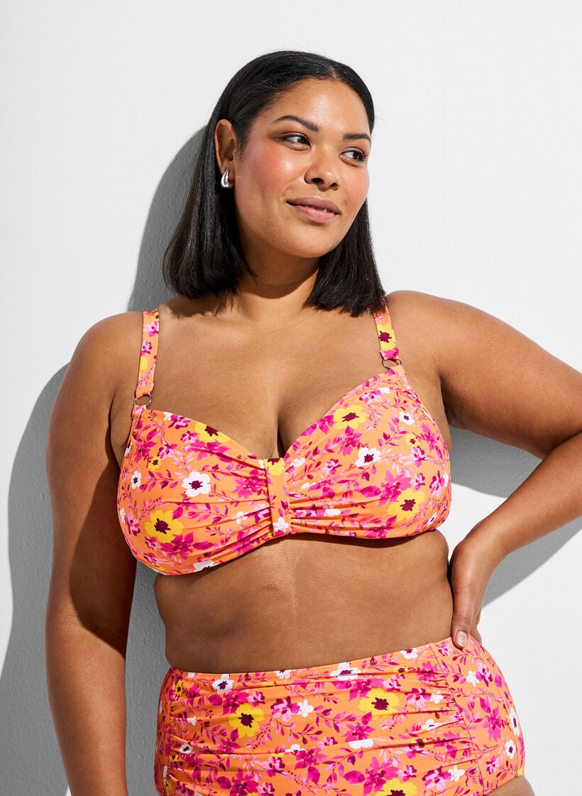 Bikinioberteil mit B&uuml;gel und Muster, Orange, Model image number 0