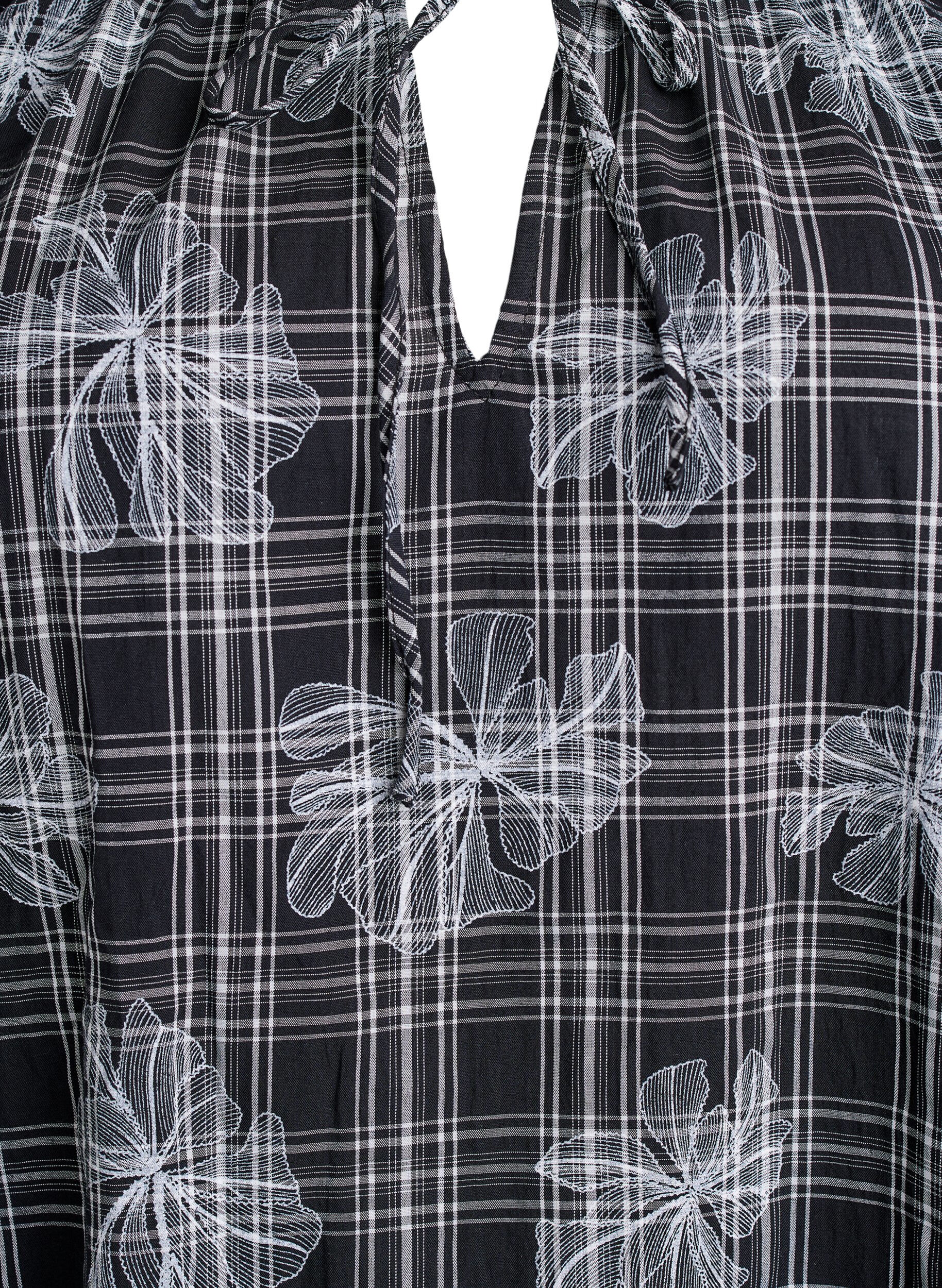 ZizziKurzes Kleid mit Karo- und Blumenmuster, Schwarz, Packshot image number 2