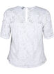 Bluse mit Spitze und kurzen Ärmeln, Bright White, Packshot image number 1
