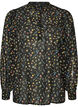 Bluse mit Allover-Print und kurzer Knopfleiste, Schwarz, Packshot image number 0