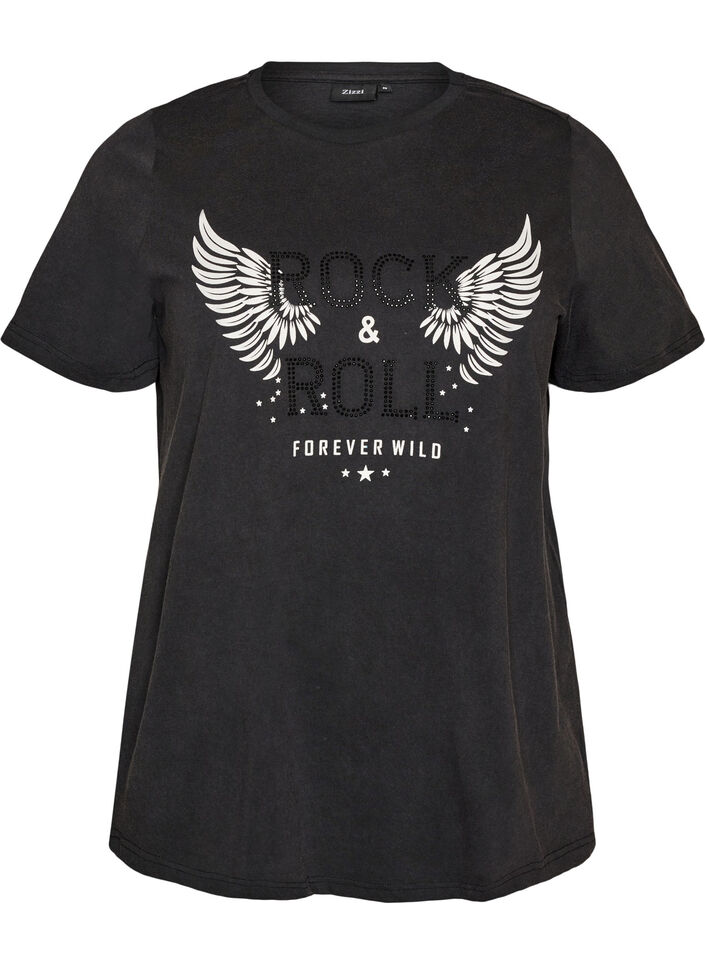 T-Shirt aus Bio-Baumwolle mit Print, Schwarz, Packshot image number 0
