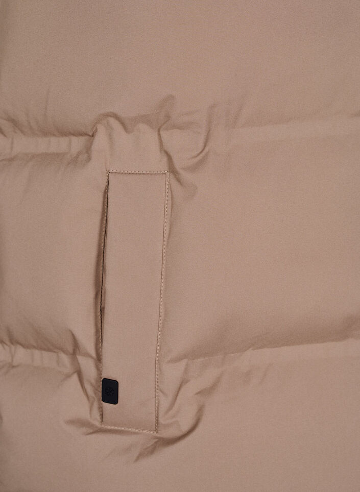 Kurze Steppweste mit hohem Kragen, Braun, Packshot image number 3