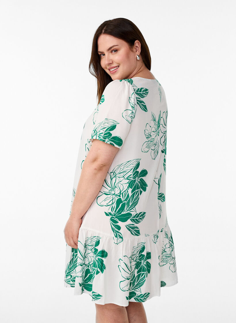 Kleid aus Viskose mit Schnittlinie, Gr&uuml;n, Model image number 2