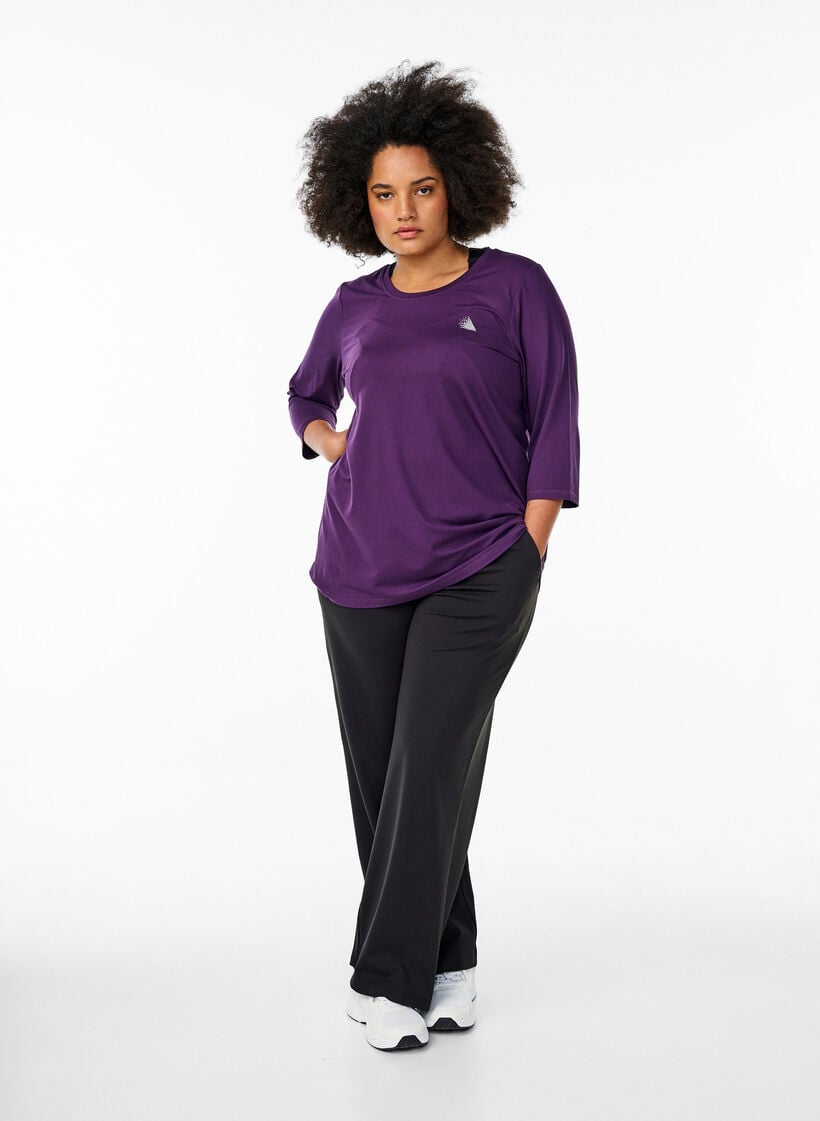 Trainingsshirt mit 3/4-&Auml;rmeln, Lila, Model image number 1