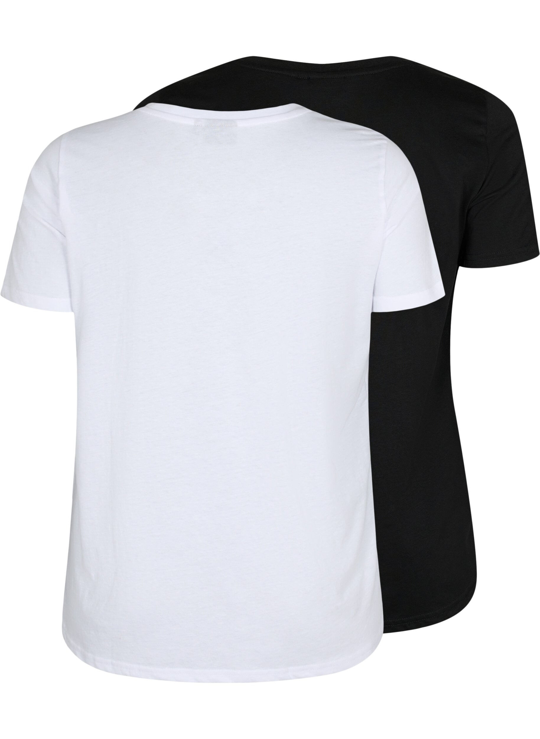 Zizzi2er-Pack T-Shirts mit V-Ausschnitt, Bright White / Black, Packshot image number 1
