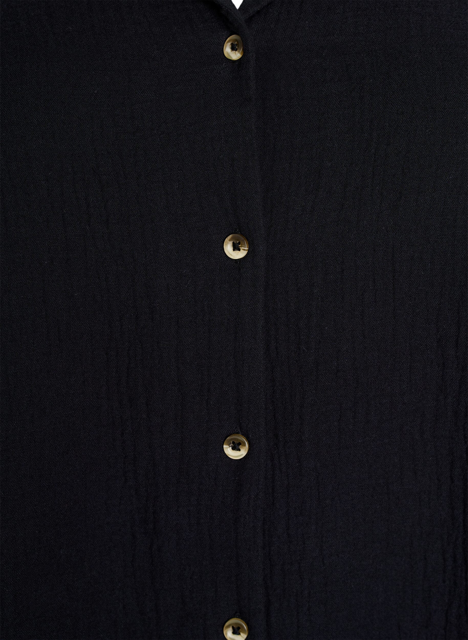 ZizziKur&auml;rmeliges Hemd aus Baumwollmusselin, Schwarz, Packshot image number 2