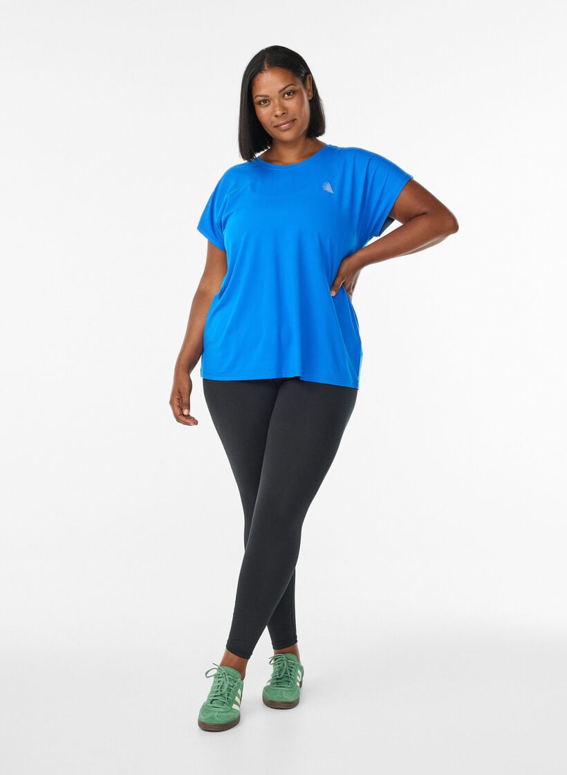 Einfarbiges Trainings-T-Shirt, Blau, Model image number 1