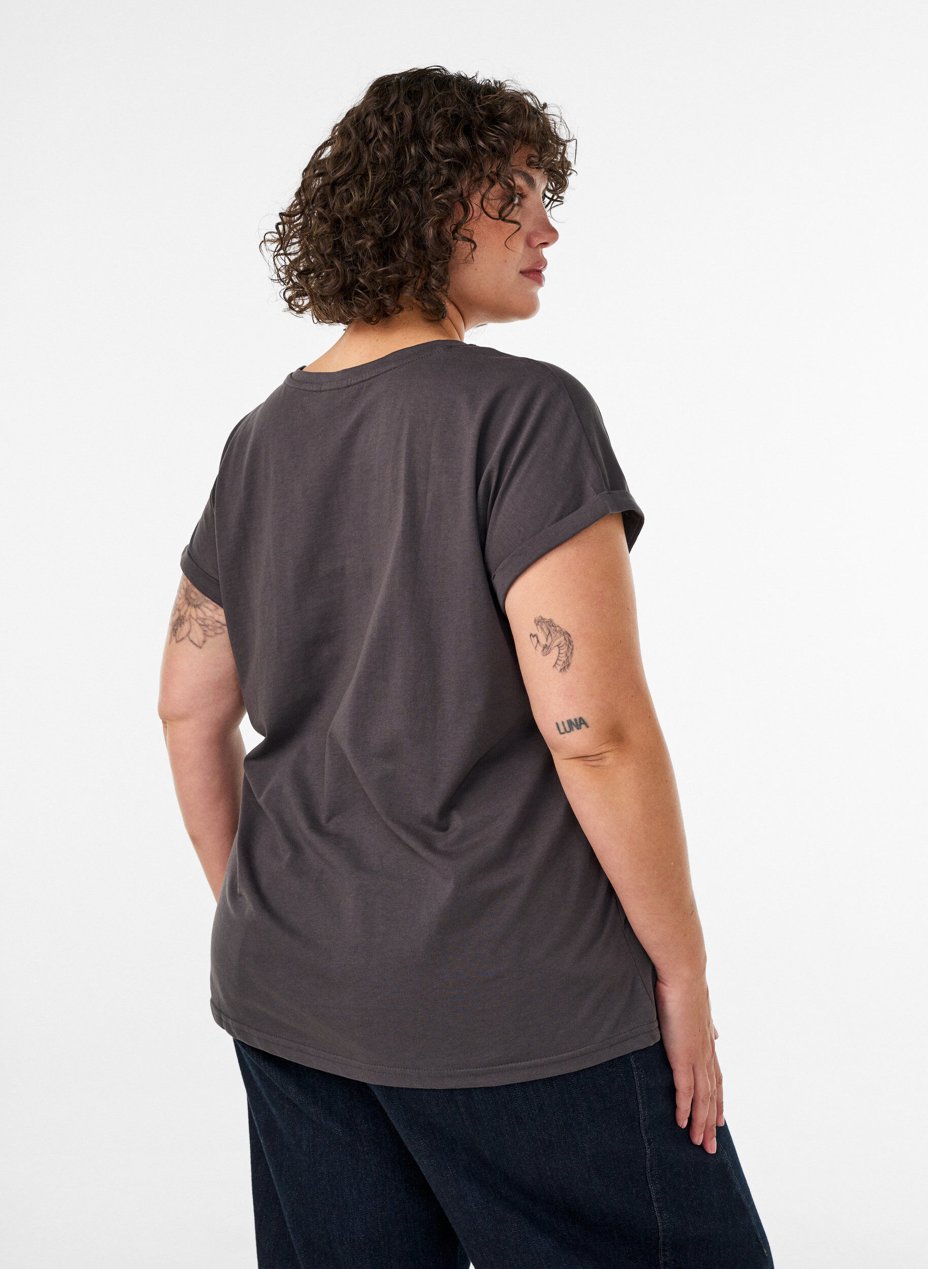 ZizziT-Shirt mit dekorativem Frontprint, Grau, Model image number 2