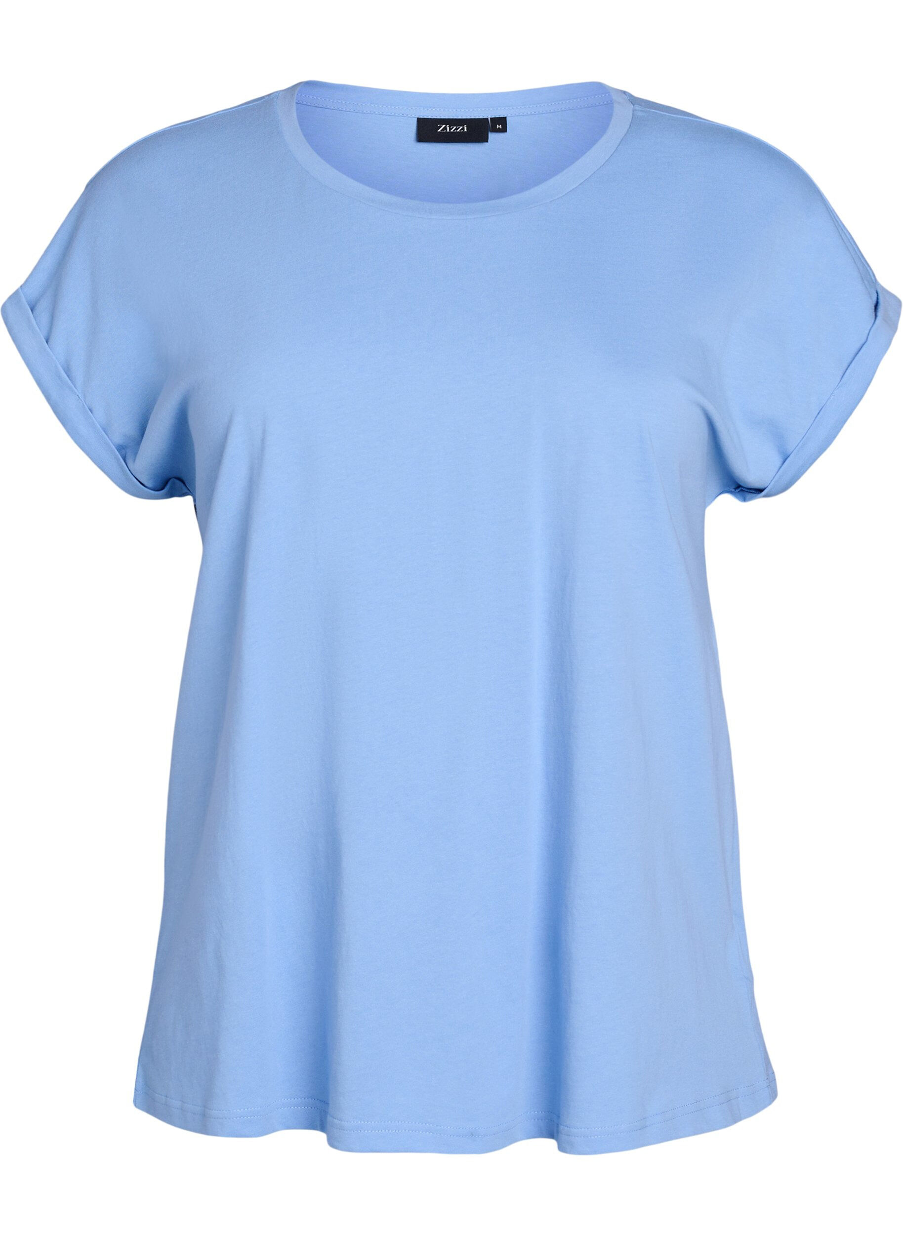 ZizziKurz&auml;rmliges T-Shirt aus einer Baumwollmischung, Blau, Packshot image number 0