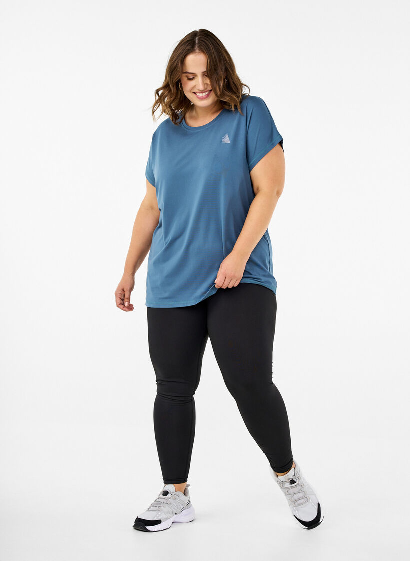 Unifarbenes T-Shirt fürs Training, Petrol, Model image number 1