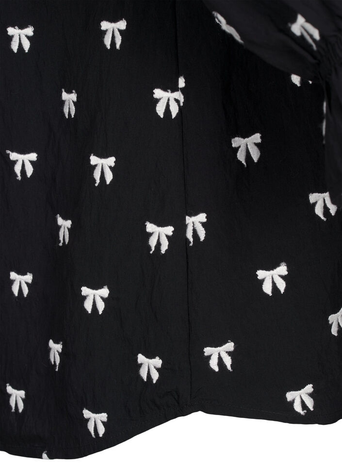 Bluse mit Schleifen und 3/4-Ärmeln, Black White Bow, Packshot image number 4