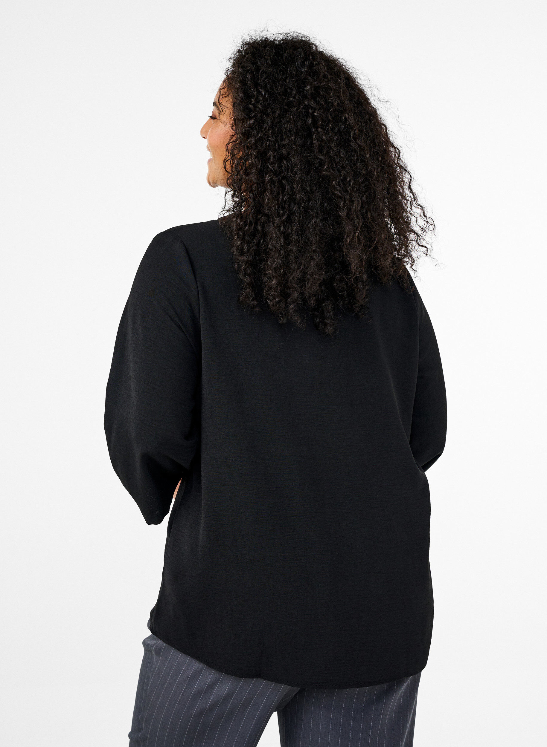 ZizziBluse mit 3/4-&Auml;rmeln, Schwarz, Model image number 2