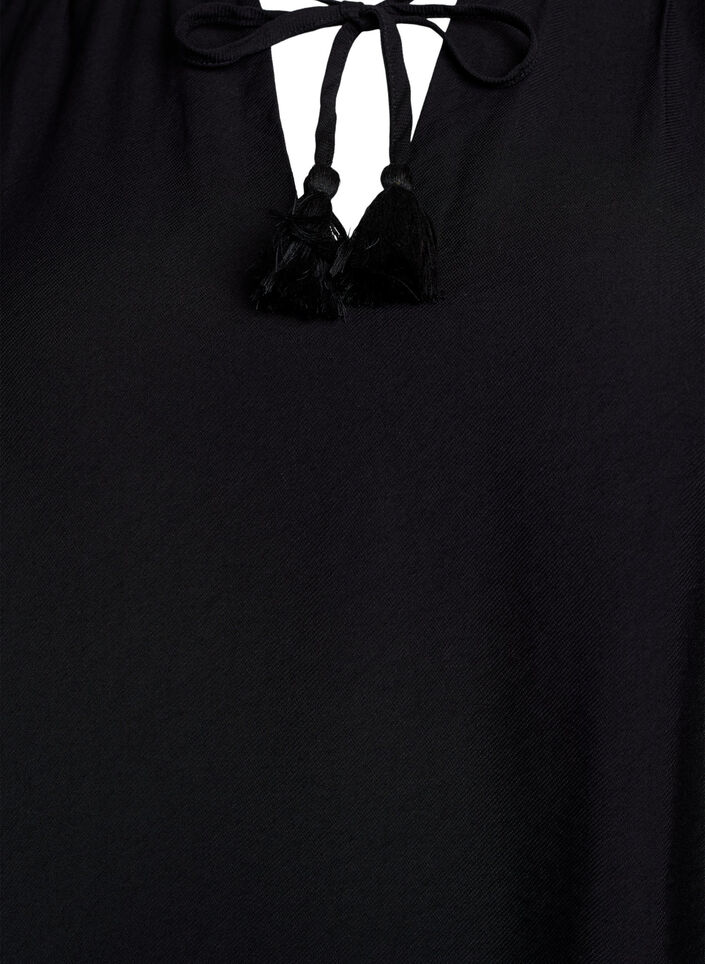 Kurzes A-Linien-Kleid mit Rüschen, Schwarz, Packshot image number 2