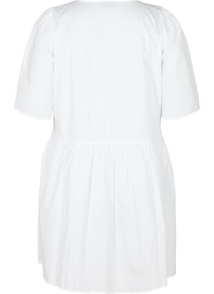 Hemdkleid aus Baumwolle mit Puffärmeln, Bright White, Packshot image number 1