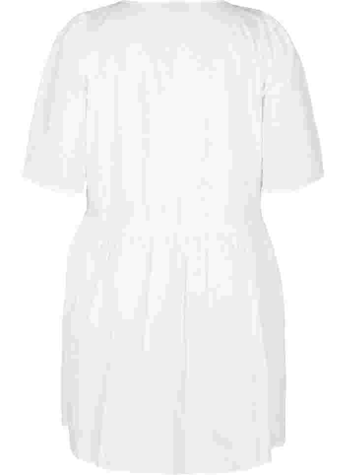Hemdkleid aus Baumwolle mit Puffärmeln, Bright White, Packshot image number 1