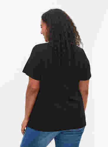 T-Shirt mit Glitzerprint aus Baumwolle, Black Shimmer Face, Model image number 1