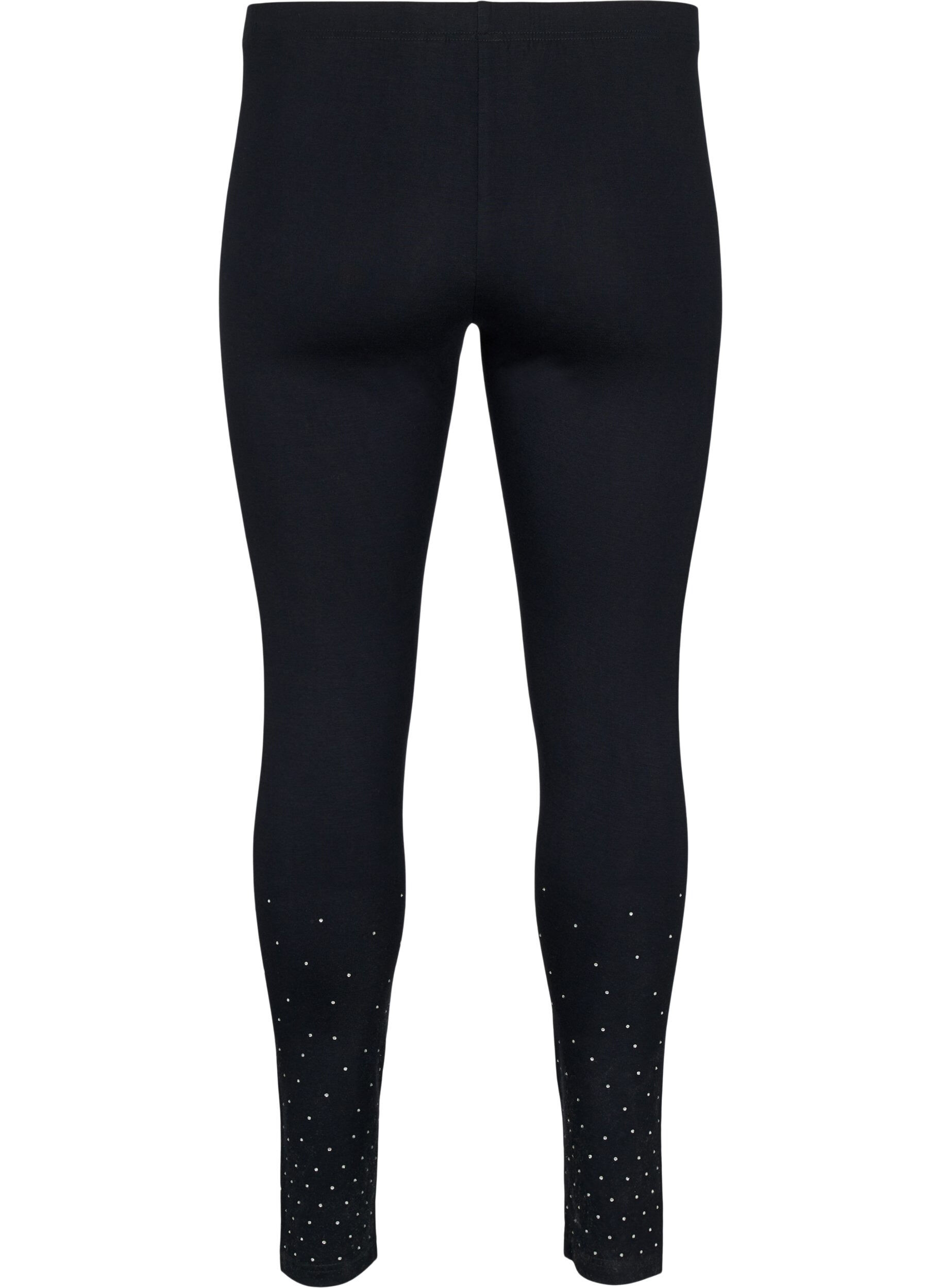 ZizziLeggings aus Viskose mit Similisteinen, Black, Packshot image number 1