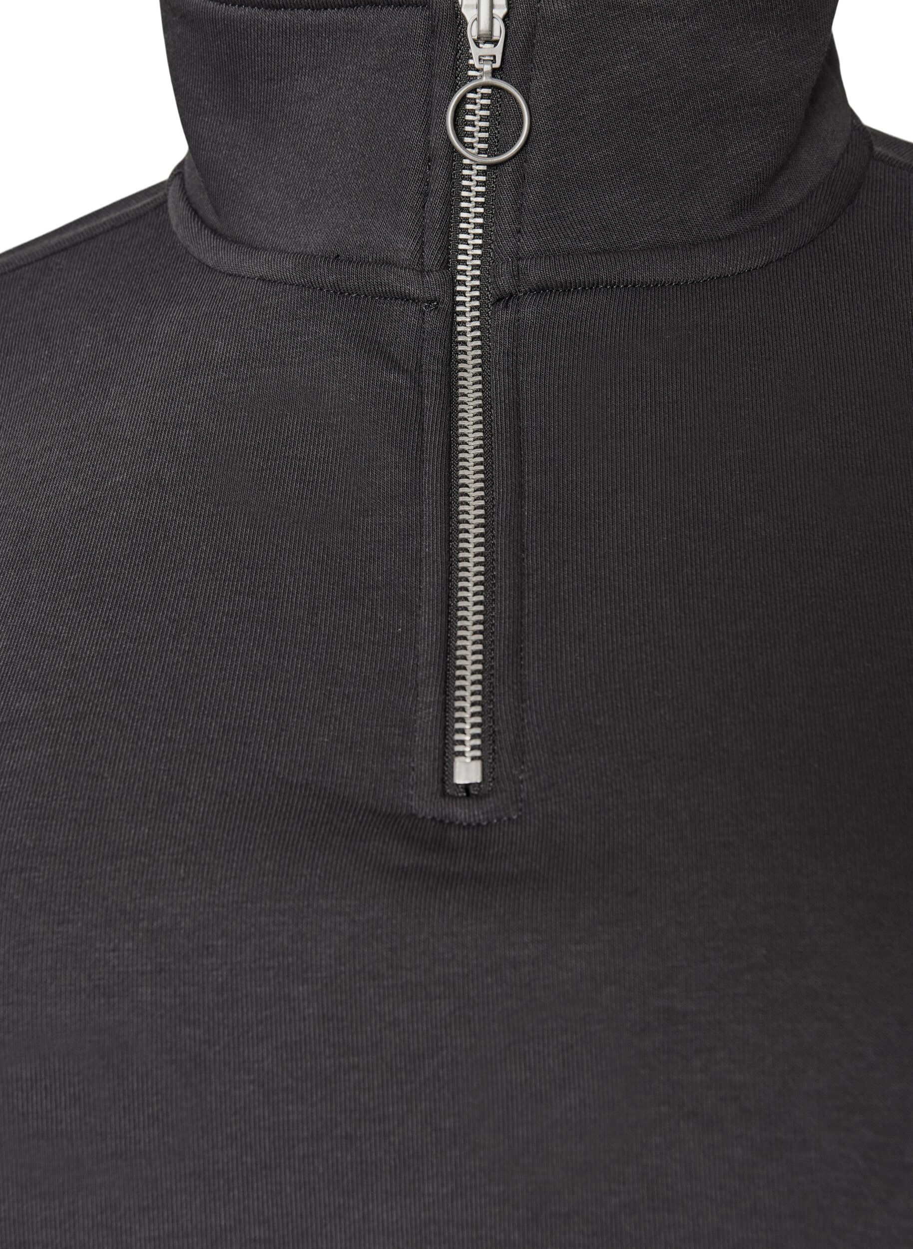 ZizziSweatshirt mit Teddy-&Auml;rmeln und hohem Kragen, Grau, Packshot image number 2