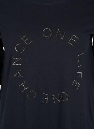 T-Shirt aus Bio-Baumwolle mit 2/4-Ärmeln, Black, Packshot image number 2
