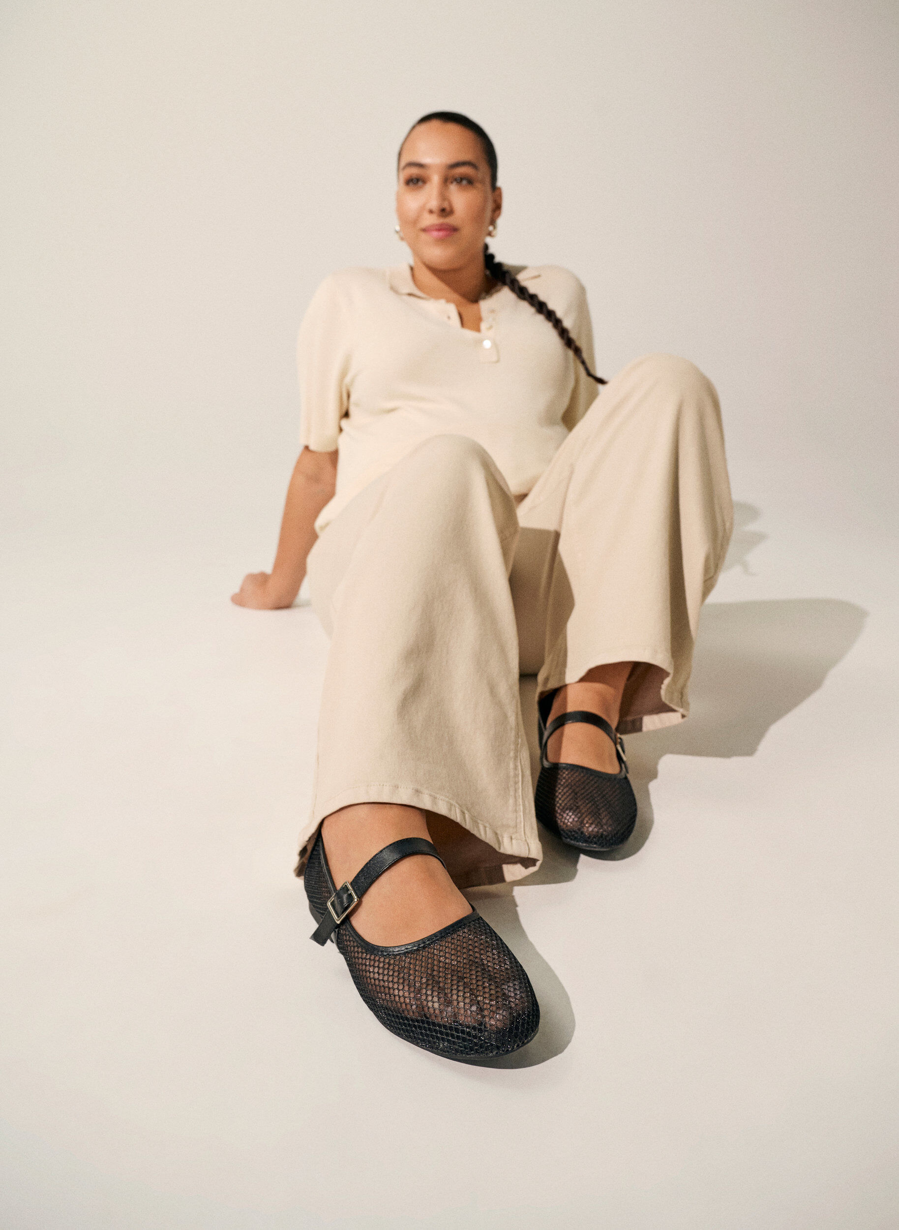 ZizziBallerina aus Mesh mit Riemen, Schwarz, Image image number 0