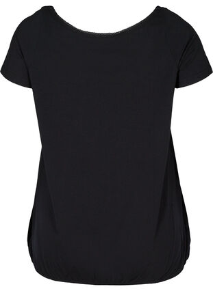 Kurzarm T-Shirt mit Rundhals und Spitze, Black, Packshot image number 1