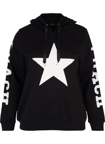 Sweatshirt mit Kapuze, Black w. white star, Packshot image number 0