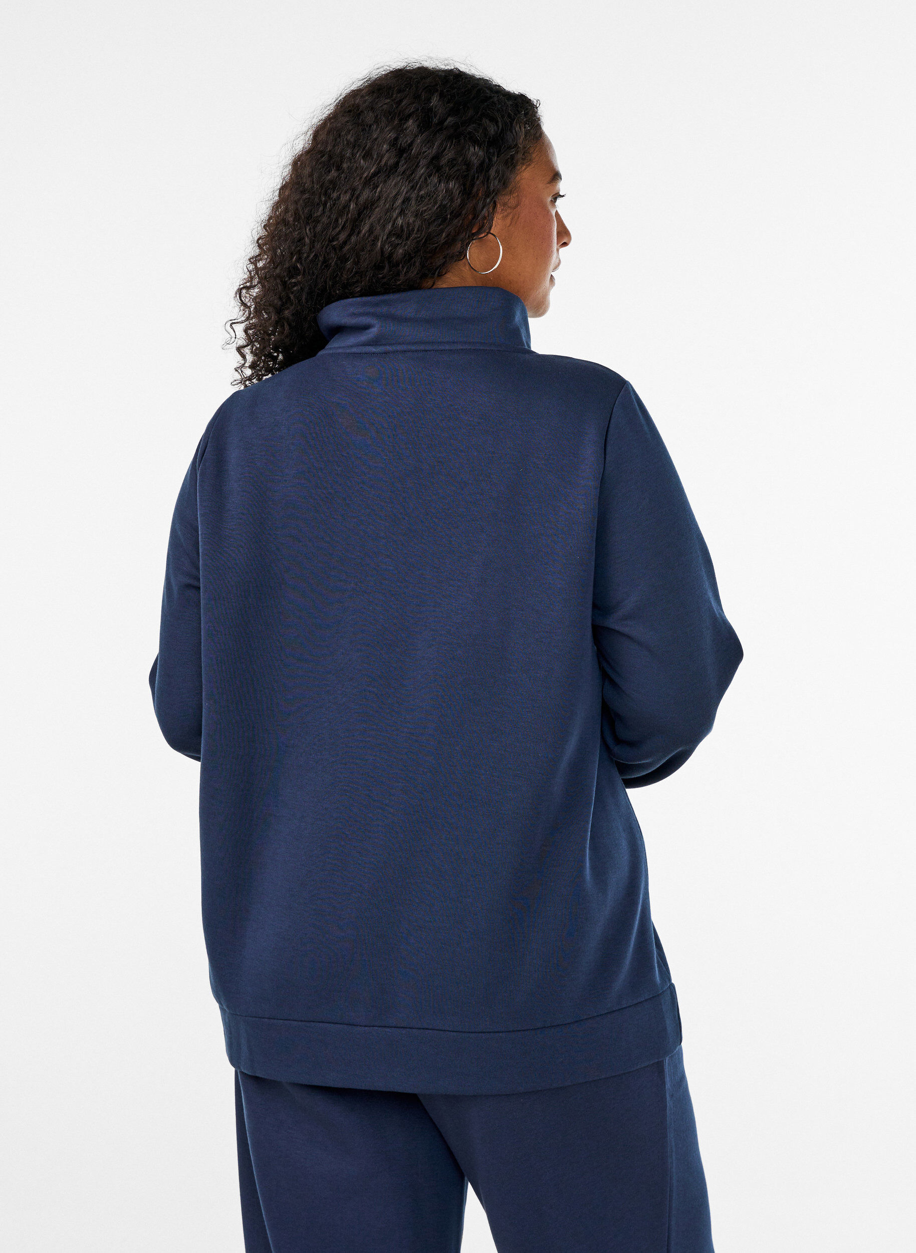 ZizziSweatshirt mit hohem Kragen und Rei&szlig;verschluss, Blau, Model image number 2