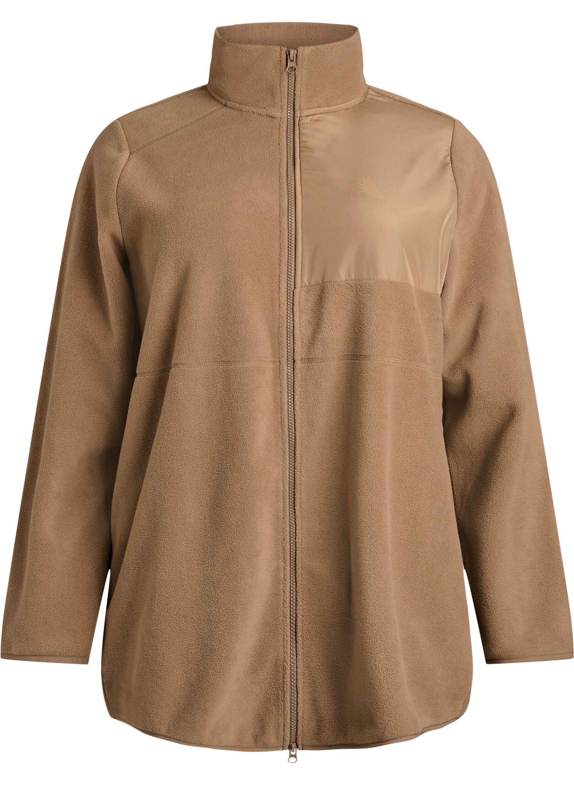 ZizziFleecejacke mit hohem Kragen und Rei&szlig;verschluss, Braun, Packshot image number 0