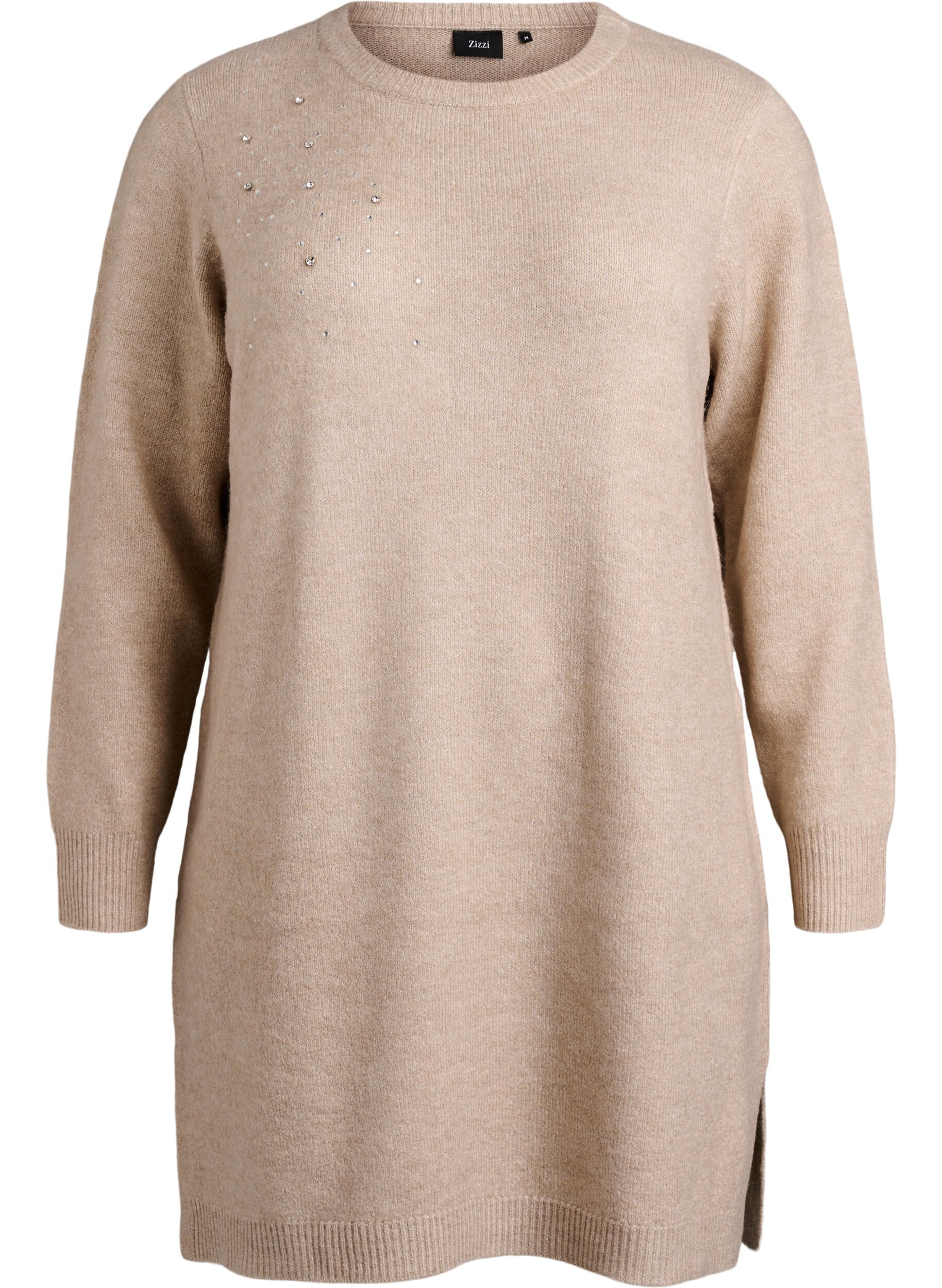 Kurzes Strickkleid mit Strasssteinen