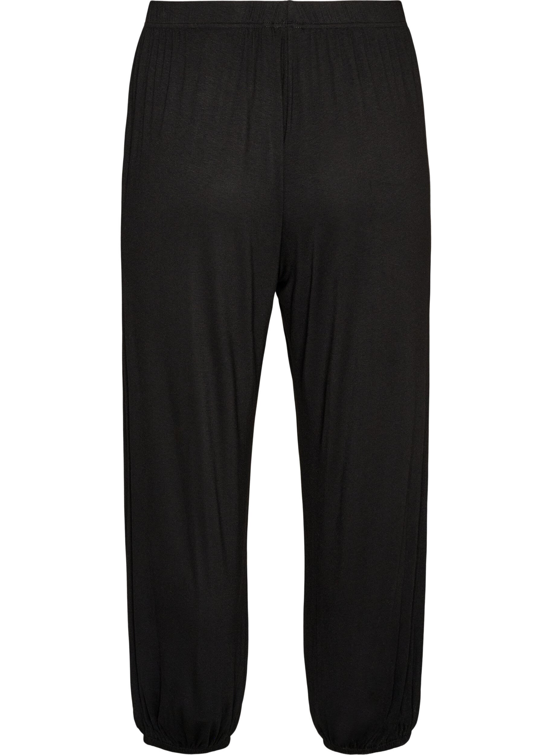 ZizziLockere Pyjamahose aus Viskose mit elastischem Bund, Schwarz, Packshot image number 1