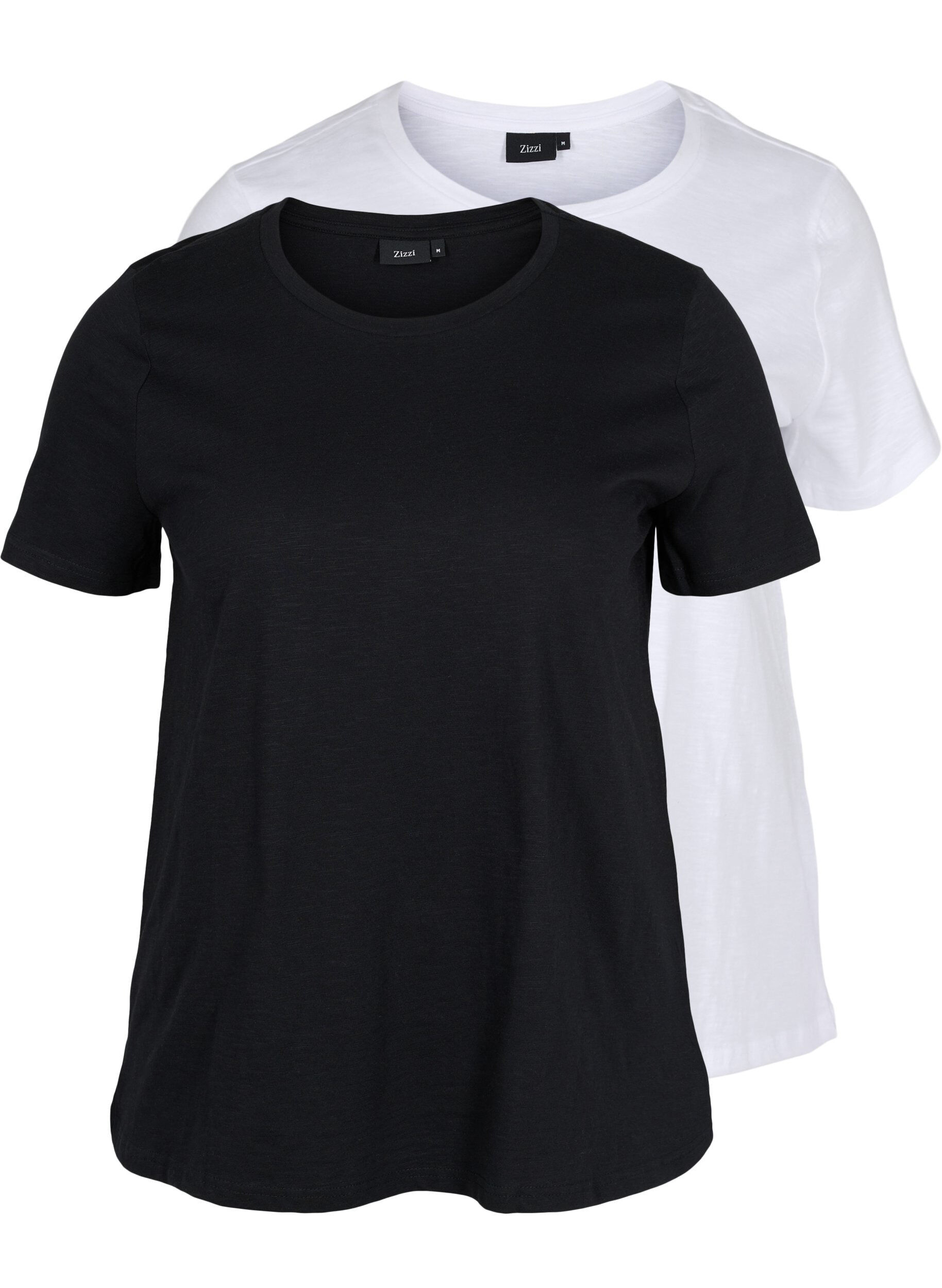Zizzi2er-Pack basic T-Shirts aus Baumwolle, Black/B White, Packshot image number 0
