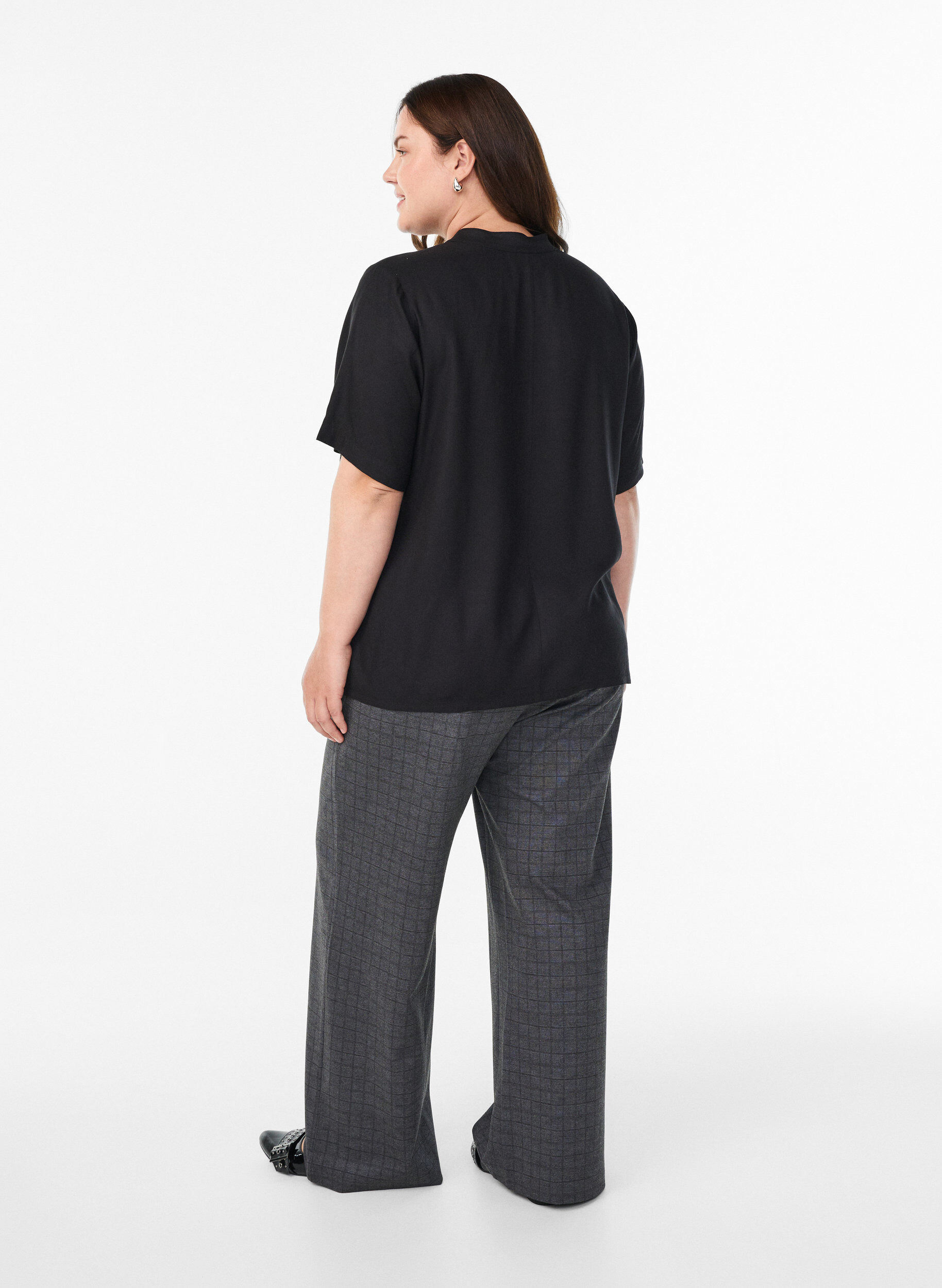 ZizziKarierte Hose mit weitem Bein, Grau, Model image number 1