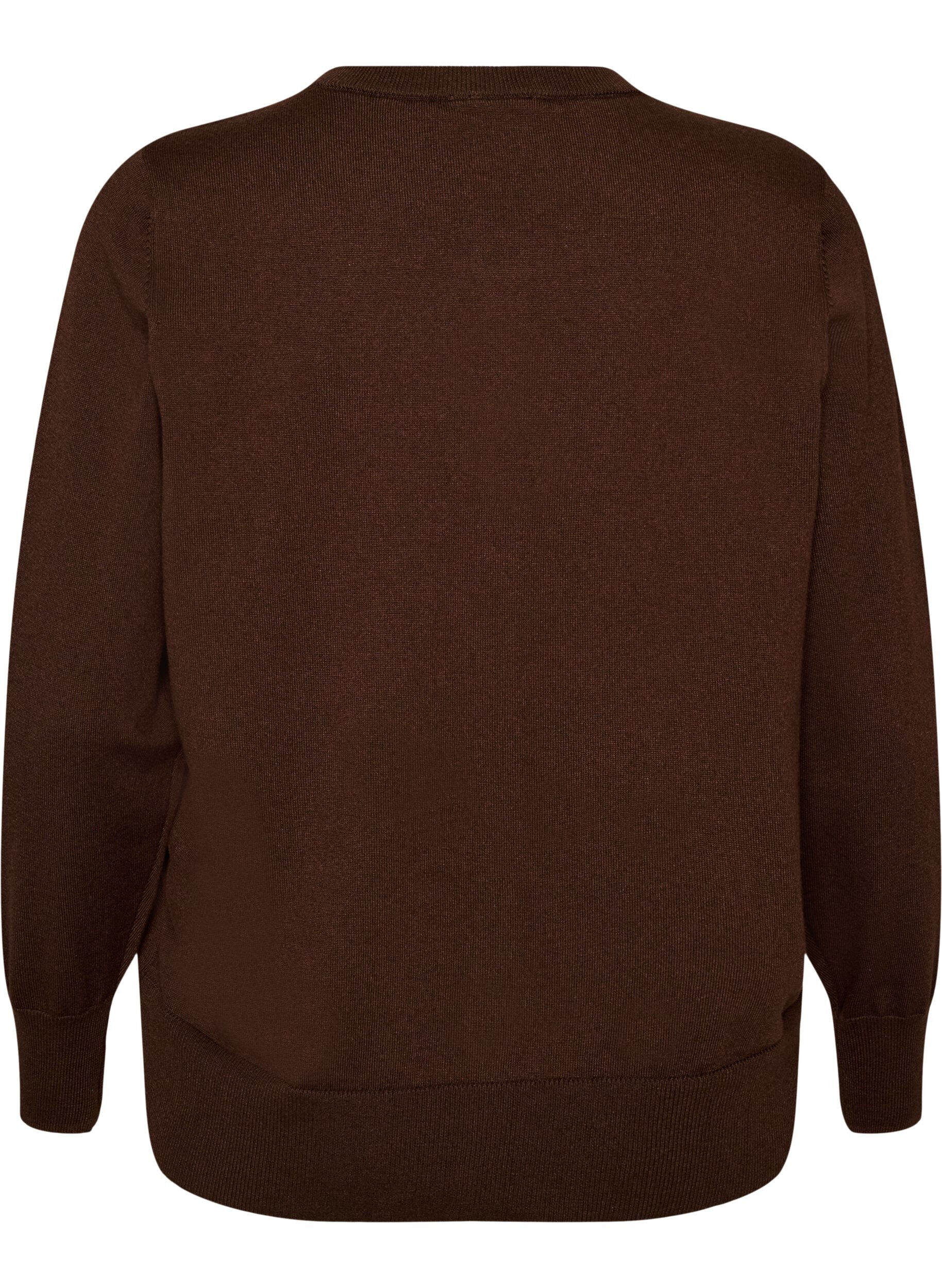 ZizziFeinstrick-Strickjacke mit Rundhalsausschnitt, Braun, Packshot image number 1