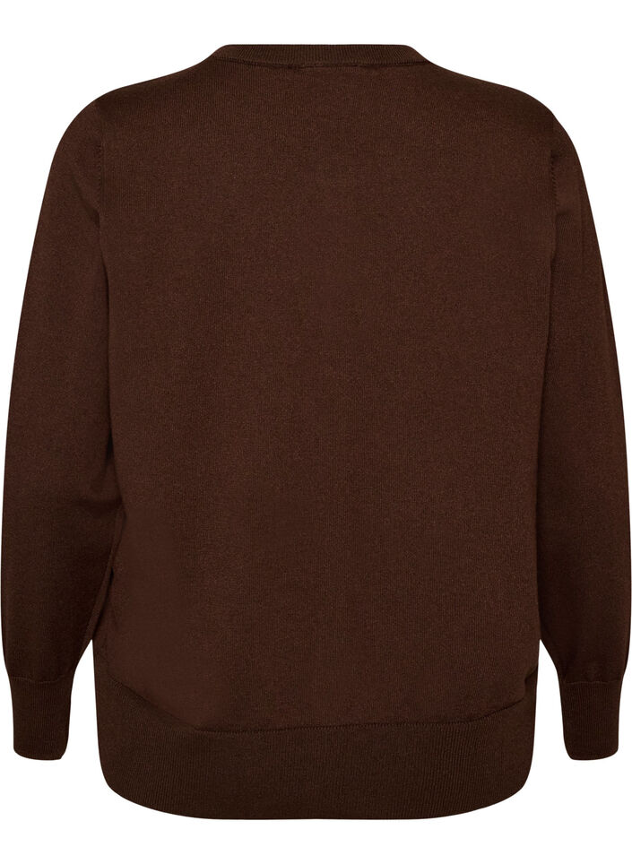 Feinstrick-Strickjacke mit Rundhalsausschnitt, Braun, Packshot image number 1