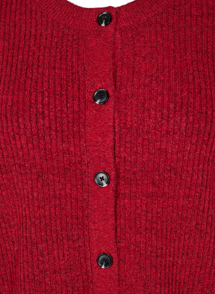 Rippenstrick Strickjacke mit Knöpfen, Rot, Packshot image number 2